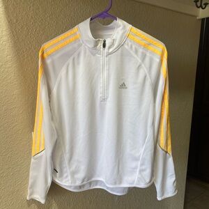 Adidas White and Orange Quarter-Zip Pullover